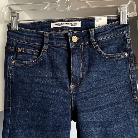 Zara Trafaluc Denim Collection Mid Rise Slim Regular Length - Picture 2 of 4